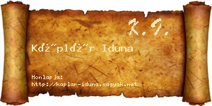 Káplár Iduna névjegykártya